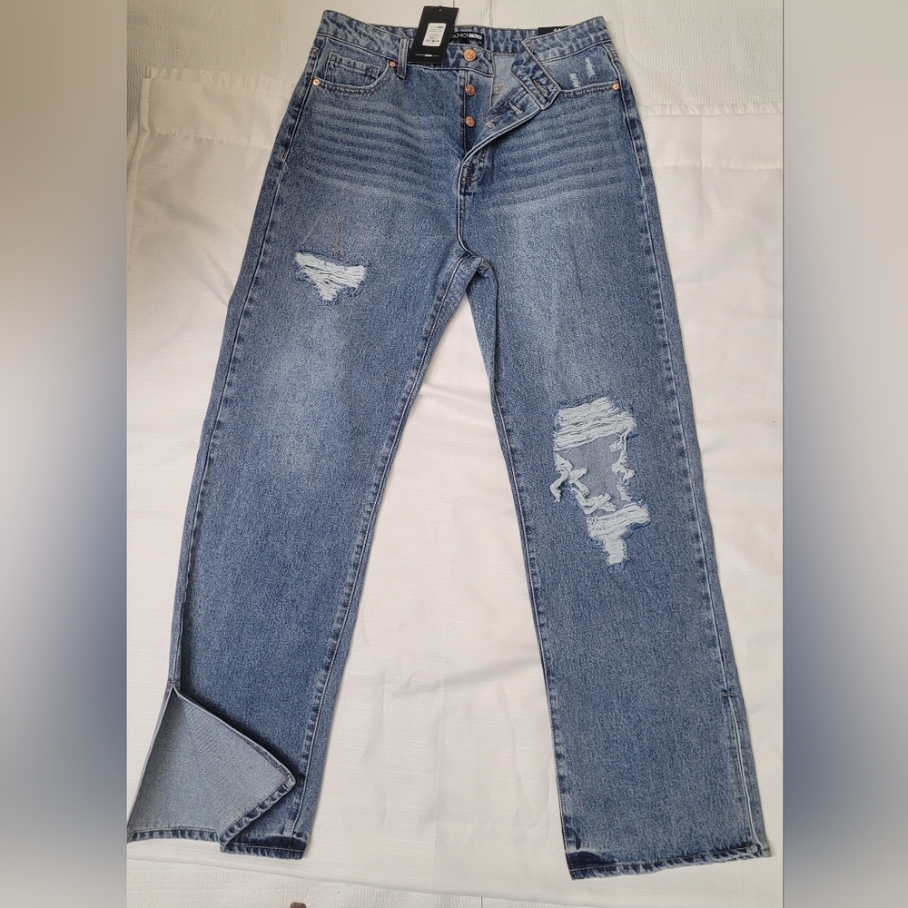Fashion Nova 90s Style Side Slit Distressed Women's Blue Jeans Size 11